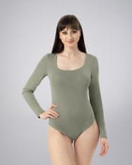 LEAFLETIC Ženski dolg Rokav Bodysuit z Gumbi, L