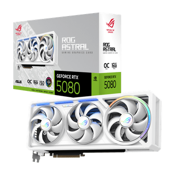 ASUS ROG Astral GeForce RTX 5080 White OC Edition grafična kartica, 16GB GDDR7 (90YV0LV4-M0NA00)