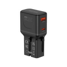 Mobile-origin PW25 potovalni adapter, EU/US/UK/AU, 35 W, črn