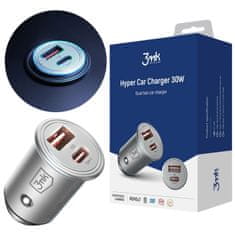 3MK Hitri avtomobilski polnilnik, 2 vrata - PD QC PPS USB-C USB-A - 3mk Hyper Car Charger 30W