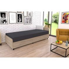 KONDELA Enokrevetna postelja (raztegljiva postelja) z Ležiščem za shranjevanje Pamir - hrast Sonoma / siva