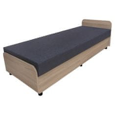 KONDELA Enokrevetna postelja (raztegljiva postelja) z Ležiščem za shranjevanje Pamir - hrast Sonoma / siva