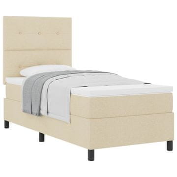 Vidaxl Postelja z vzmetnico z vzglavjem krema 80 x 200 cm blago