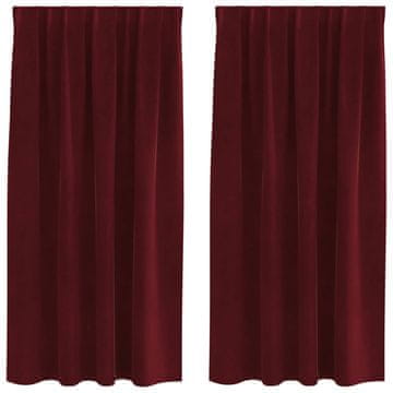 Vidaxl Zatemnitvene zavese 2 pcs Vinorodna rdeča 140 x 175 cm Žamet