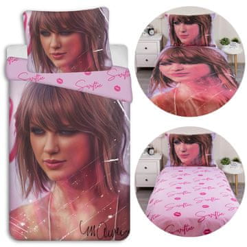 sarcia.eu Taylor Swift Swiftie Roza, obojestranska posteljnina za mlade z zadrgo 140x200+70x90cm OEKO-TEX