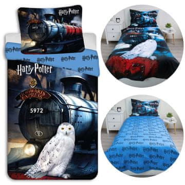 sarcia.eu Harry Potter Hedwig Modra, obojestranska posteljnina za mladostnike z zadrgo, 100% bombaž 140x200+70x90cm OEKO-TEX