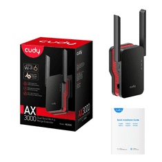 Cudy WiFi razširjevalnik AX3000 WiFi 6 Mesh Repeater, črn