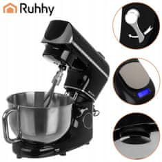 Ruhhy 2300W touch planetarni mešalnik robot LCD z ogrevano posodo + tehtnico črn 5,5L