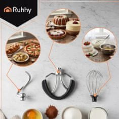 Ruhhy 3v1 2300W planetarni mešalnik robot LCD z ogrevano posodo črn 6,2L