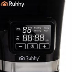Ruhhy 3v1 2300W planetarni mešalnik robot LCD z ogrevano posodo črn 6,2L