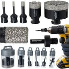 BIGSTREN Set 6 diamantnih kronskih žag M14 za keramiko in kamen 6-68mm + adapter