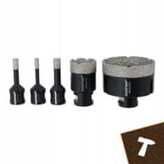 BIGSTREN Set 6 diamantnih kronskih žag M14 za keramiko in kamen 6-68mm + adapter