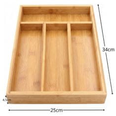 sarcia.eu Bambusov organizator za jedilni pribor 34×25×4,5 cm za predale, 4 predeli