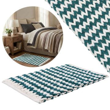 sarcia.eu Turkizna in bela preproga za spalnico, pletena, 50x80 cm - VPOJNA, plišasta mikrovlakna, VISOKA gramatura 50x80cm