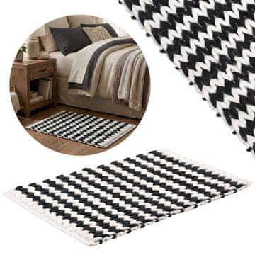 sarcia.eu Siva in bela preproga za spalnico, pletena, 50x80 cm - VPOJNA, plišasta mikrovlakna, VISOKA gramatura 50x80cm