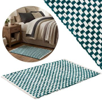 sarcia.eu Turkizna in bela preproga za spalnico, pletena, 50x80 cm - VPOJNA, plišasta mikrovlakna, VISOKA gramatura 50x80cm