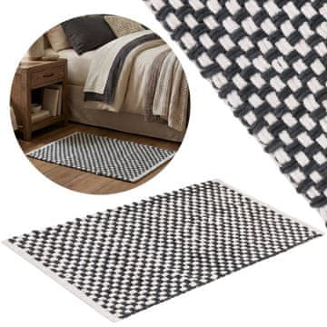 sarcia.eu Bela in siva preproga za spalnico, pletena, 50x80 cm - VPOJNA, plišasta mikrovlakna, VISOKA gramatura 50x80cm