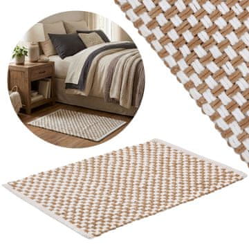 sarcia.eu Rjavo-bela preproga za spalnico, pletena, 50x80 cm - VPOJNA, plišasta mikrovlakna, VISOKA gramatura 50x80cm