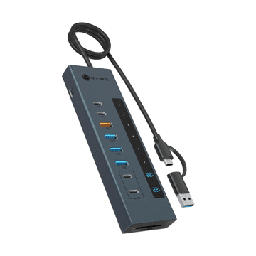IcyBox IB-HUB1742CR-C2PD 11-v-1 hub USB-C, PD vmesnik in čitalec kartic