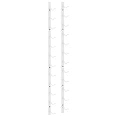 Vidaxl Stensko stojalo za vino za 12 steklenic 2 kosa belo železo