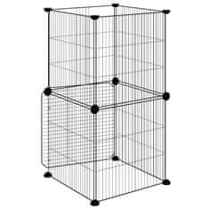 Vidaxl Ograda za hišne ljubljenčke z 8 paneli črna 35x35 cm jeklo