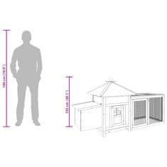 Vidaxl Kokošnjak z gnezdom rdeč 190x72x102 cm trden les jelke