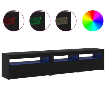 Vidaxl TV omarica z LED lučmi 2 pcs Črna Orehovina 195 x 35 x 40 cm