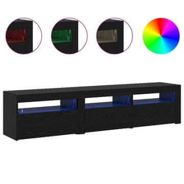 Vidaxl TV omarica z LED lučmi 2 szt. Črna Orehovina 180 x 35 x 40 cm