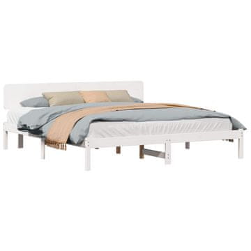 Vidaxl Konstrukcija postelje Bela 180 x 200 cm Masivno borovo les