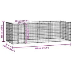 Vidaxl Zunanji pasji boks jeklo s streho 12,1 m²