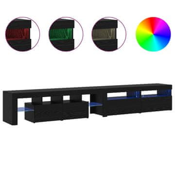 Vidaxl TV omarica Z LED 3 szt. Črna Orehovina 260 x 37 x 40 cm