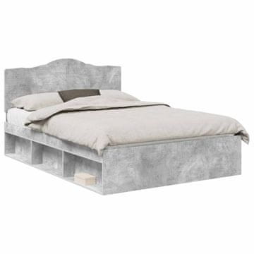 Vidaxl Konstrukcija postelje Beton 140 x 200 cm Masivno borovo les