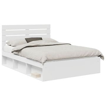 Vidaxl Konstrukcija postelje Bela 140 x 200 cm Masivno borovo les