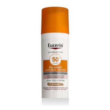 Eucerin Sun Protection Pigment Control Tinted Gel-Cream SPF50+ krema za zaščito pred soncem in obarvani gel proti pigmentnim madežem 50 ml Odtenek medium za ženske