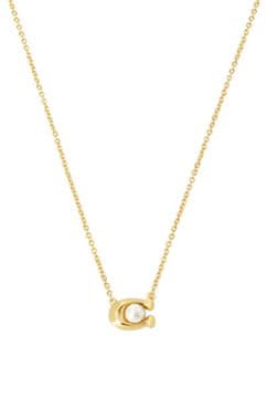 Coach Pozlačena ogrlica z umetnim biserom 37341916GLD100