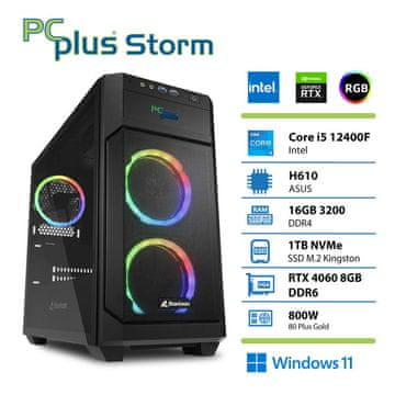 PCplus Storm i5 12400F 16GB 1TB SSD RTX 4060 8GB Windows 11 Home gaming namizni računalnik