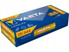 Varta Longlife baterije, LR03 AAA, 20 kosov