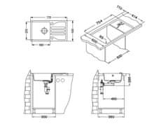Alveus Granital pomivalno korito GALAPAGOS 30 z odcejalnikom, 770x430, črna