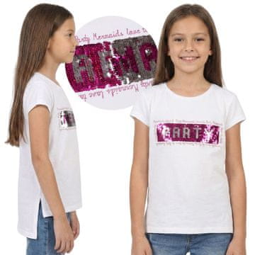 sarcia.eu Bela majica z kratkimi rokavi za deklice, obojestranski bleščice, MERMAID, 100 % VISCOSE majica