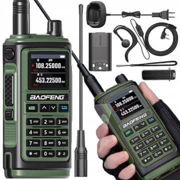 Dexxer Aku. ročna prenosna radijska postaja LED LCD PMR VHF in UHF 1800mAh + slušalka