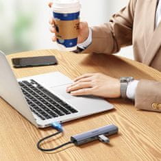 Ugreen Večfunkcijski USB 3.0 HUB razdelilnik – 3x USB, Ethernet RJ-45, USB-C PD, siv