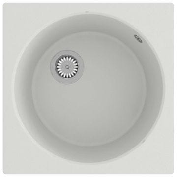 Vidaxl Kuhinjska umivalnica Bela 48 x 48 x 20.5 cm Granit