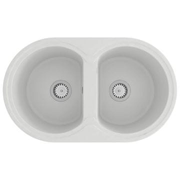 Vidaxl Kuhinjska umivalnica Bela 78 x 47 x 20.5 cm Granit