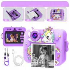 Dexxer Otroški LCD instant fotoaparat s tiskalnikom + 3 trakovi vijoličen