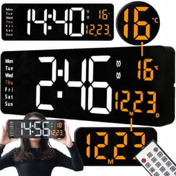 Dexxer Moderna XXL LED elektronska budilka 39cm USB + daljinec