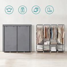 Dexxer XXL prenosna omara s policami za oblačila 165cm s pokrivalom siva