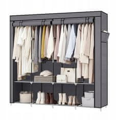 Dexxer XXL prenosna omara s policami za oblačila 165cm s pokrivalom siva
