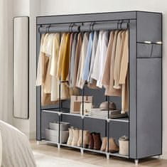 Dexxer XXL prenosna omara s policami za oblačila 165cm s pokrivalom siva