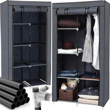 Dexxer Prenosna omara s policami za oblačila 160cm s pokrivalom siva