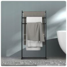 Dexxer Talno kovinsko stojalo in držalo za 3 kopalniške brisače črno mat 84cm